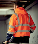 Yoko Hi-Vis Pull Over Hoodie | Orange/Navy thumbnail 2