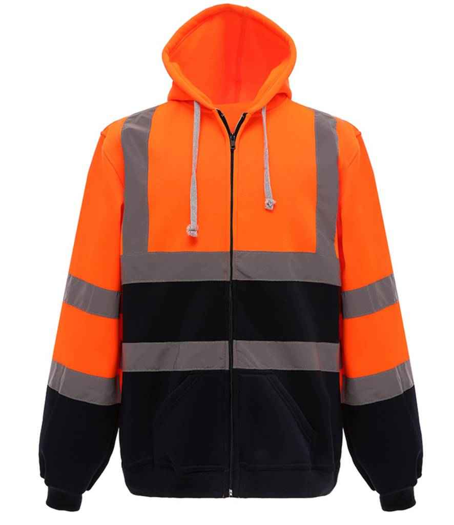 Yoko Hi-Vis Zip Hoodie | Orange/Navy