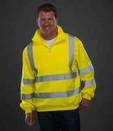 Yoko Hi-Vis Zip Neck Sweatshirt | Yellow thumbnail 1