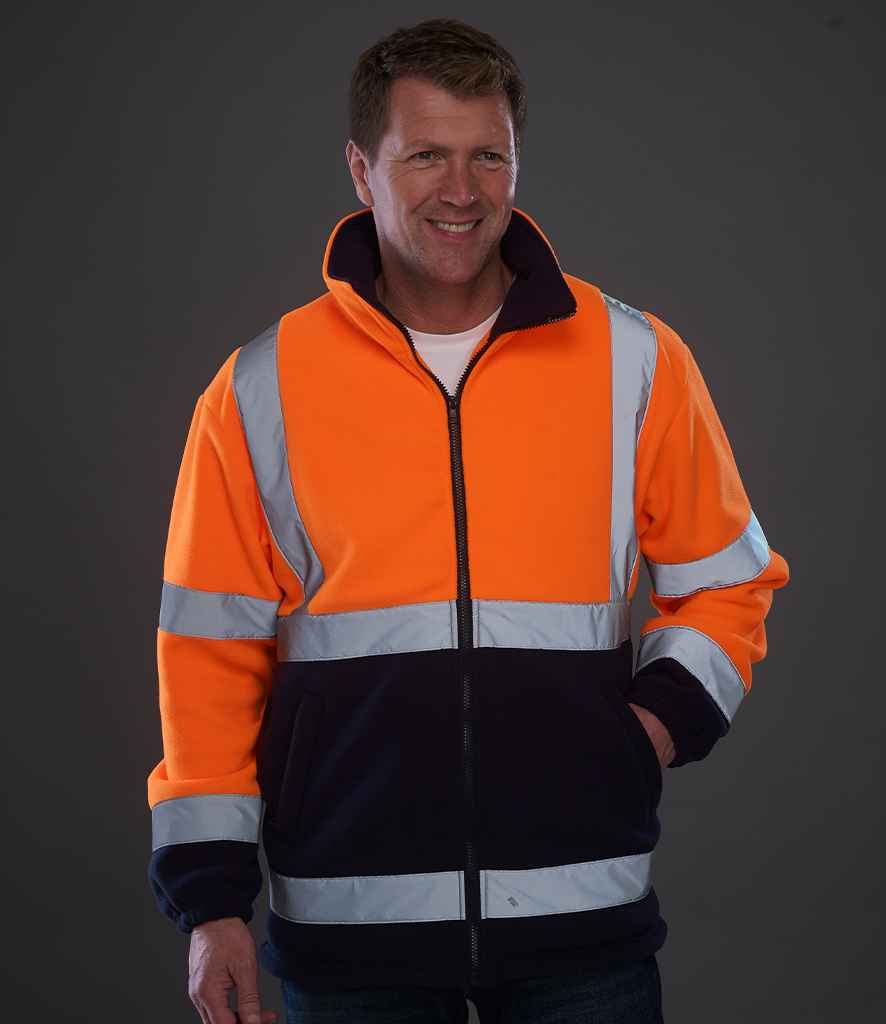 Yoko Hi-Vis Heavyweight Fleece Jacket | Orange/Navy