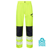 Essentials Hi Vis Eco Coolair 4-Way Stretch Yellow Trousers thumbnail 1