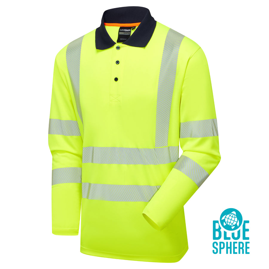 Essentials Hi-Vis Eco CoolMax Yellow Long Sleeve Polo