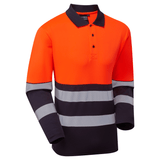 Essentials Hi-Vis Eco Orange/Navy CoolAir Long Sleeve Polo thumbnail 1