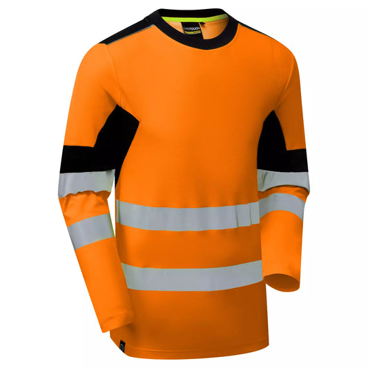 System Hi-Vis Eco Insulated Long Sleeve Cotton Cool Orange/Navy T-Shirt