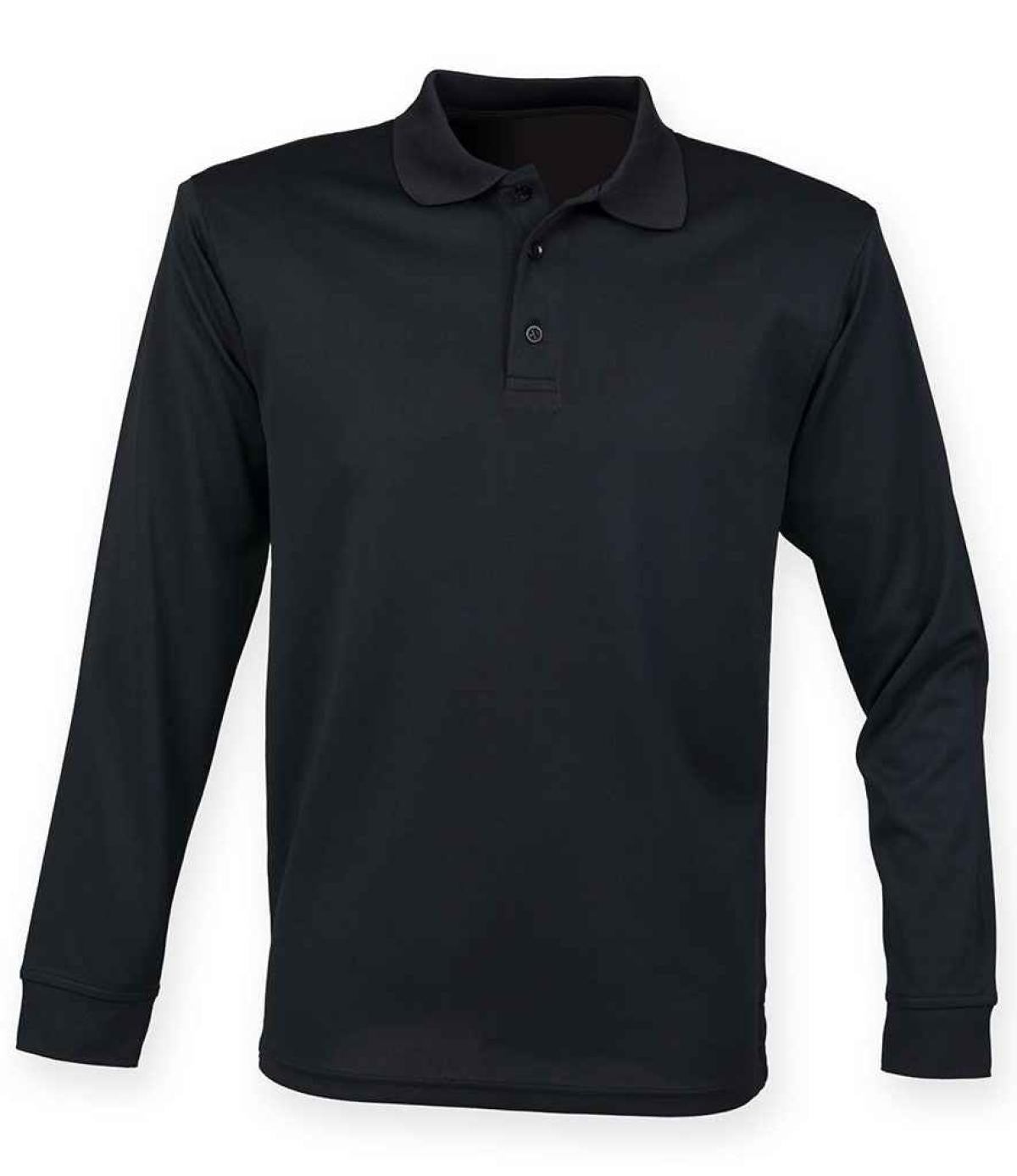 Henbury Unisex Long Sleeve Coolplus® Piqué Polo Shirt