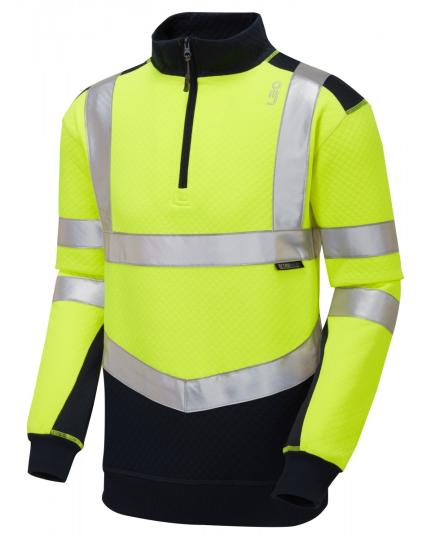 LEO Tapeley ISO 20471 Cl 2 EcoViz PC Dual Colour 1/4 Zip Sweatshirt
