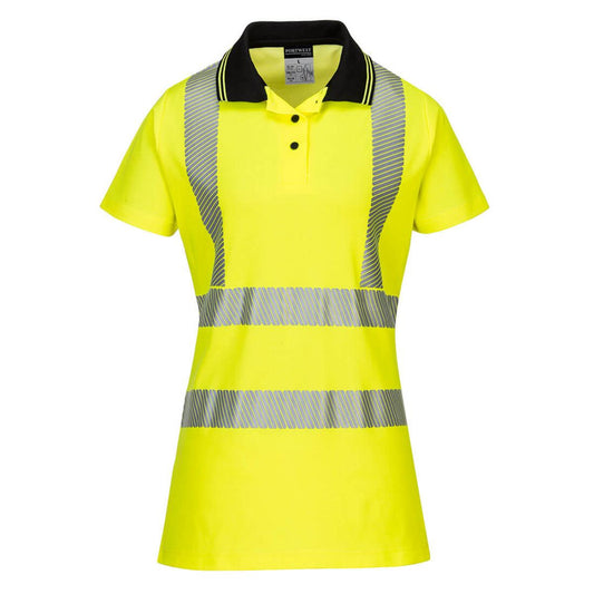 Portwest Hi-Vis Women's Cotton Comfort Pro Polo Shirt S/S