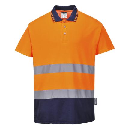 Portwest Hi-Vis Cotton Comfort Contrast Polo Shirt S/S