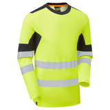 System Hi-Vis Eco Insulated Long Sleeve Cotton Cool Yellow/Navy T-Shirt thumbnail 1