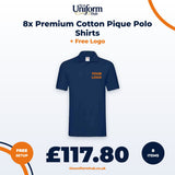 8x Premium Cotton Pique Polo Shirts + Free Logo thumbnail 1