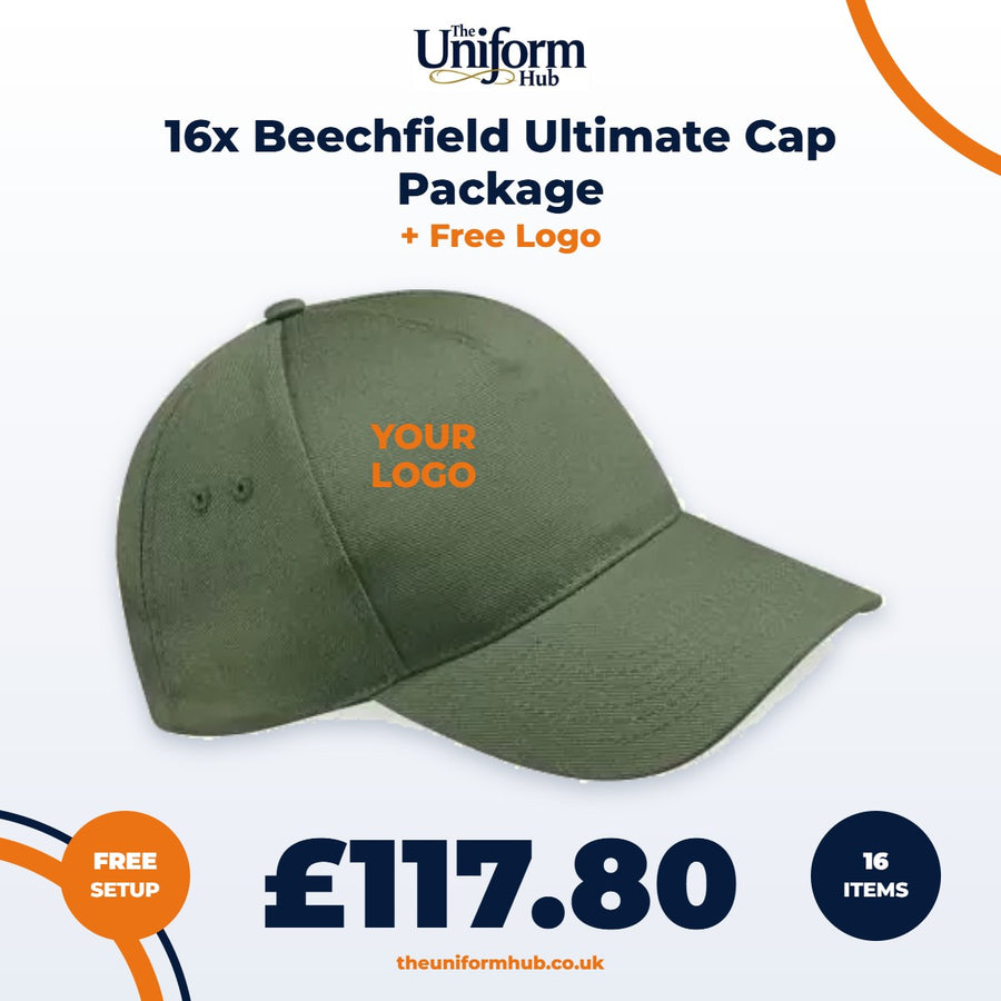 16x Beechfield Ultimate Cap Package + Free Logo