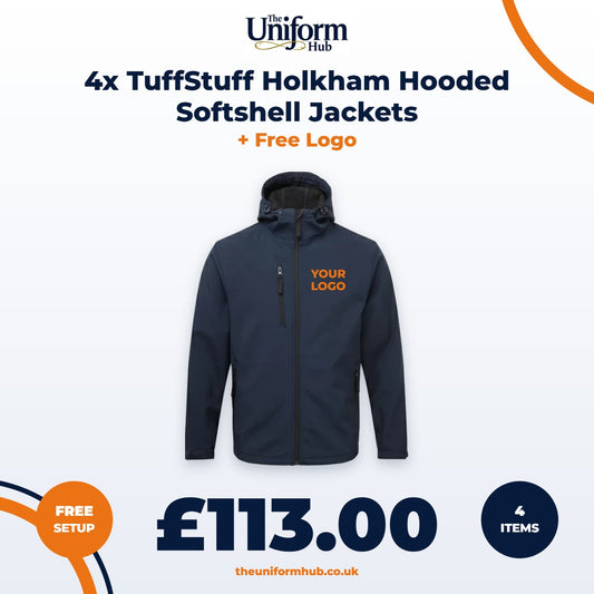 4x TuffStuff Holkham Hooded Softshell Jackets + Free Logo