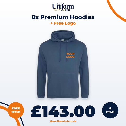 8x Premium Hoodies + Free Logo