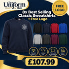 8x Best Selling Classic Sweatshirt + Free Logo