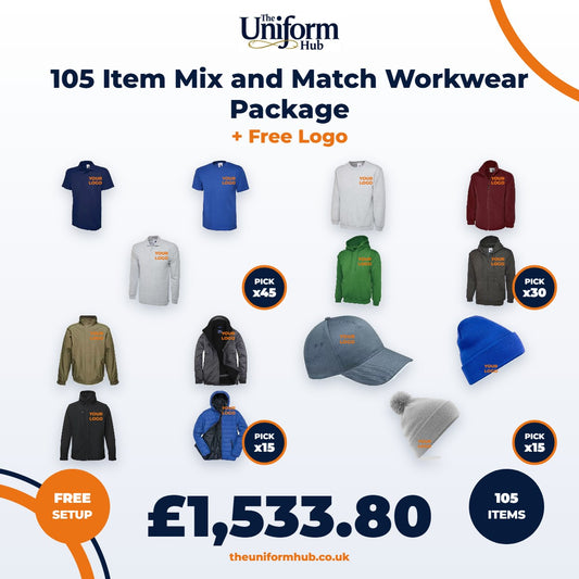 105 Item Mix and Match Workwear Package + Free Logo