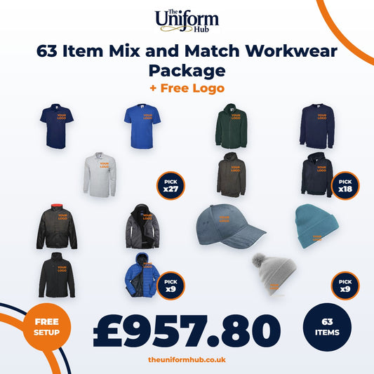 63 Item Mix and Match Workwear Package + Free Logo