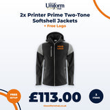 2x Printer Prime Two-Tone Softshell Jackets + Free Logo thumbnail 1
