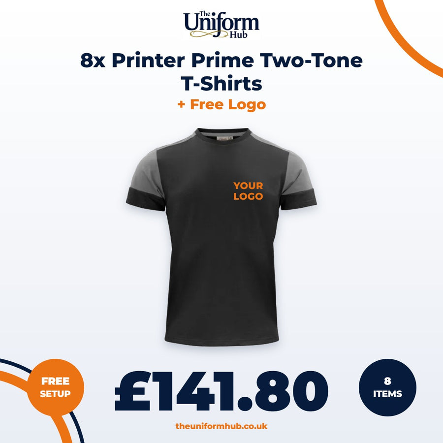 8x Printer Prime Two-Tone T-Shirts + Free Logo