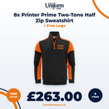 8x Printer Prime Two-Tone Half Zip Sweatshirt + Free Logo thumbnail 1