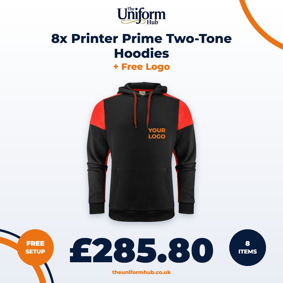 8x Printer Prime Two-Tone Hoodies + Free Logo