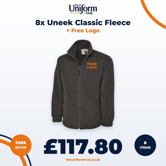 8x Uneek Classic Fleece + Free Logo