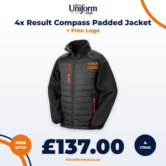 4x Result Compass Padded Jacket + Free Logo
