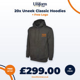20x Uneek Classic Hoodies + Free Logo thumbnail 1