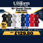 16x Uneek Classic Poloshirts Bulk Deal + Free Logo
