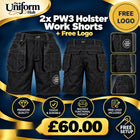 2x Portwest PW3 Holster Work Shorts + Free Logo