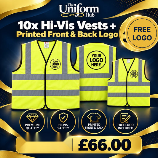10x Hi-Vis Vests + Printed Front & Back Logo