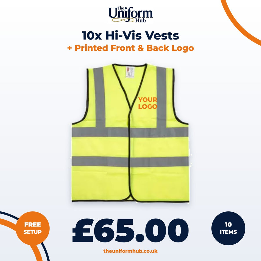 10x Hi-Vis Vests + Printed Front & Back Logo