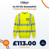 4x Hi-Vis Sweatshirt + Printed Front & Back Logo thumbnail 1
