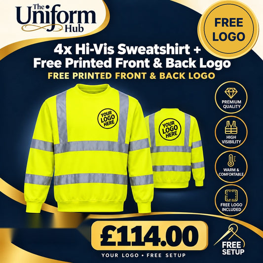 4x Hi-Vis Sweatshirt + Printed Front & Back Logo