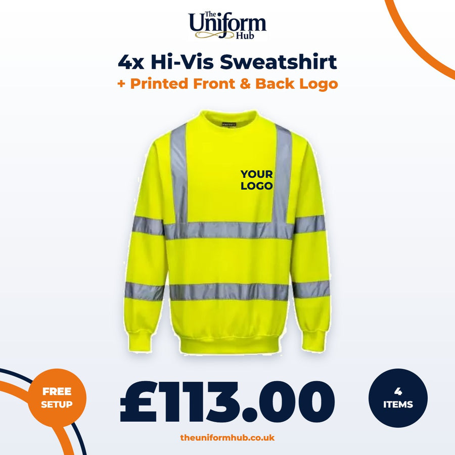 4x Hi-Vis Sweatshirt + Printed Front & Back Logo