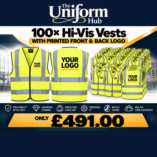 100x Hi-Vis Vests + Printed Front & Back Logo