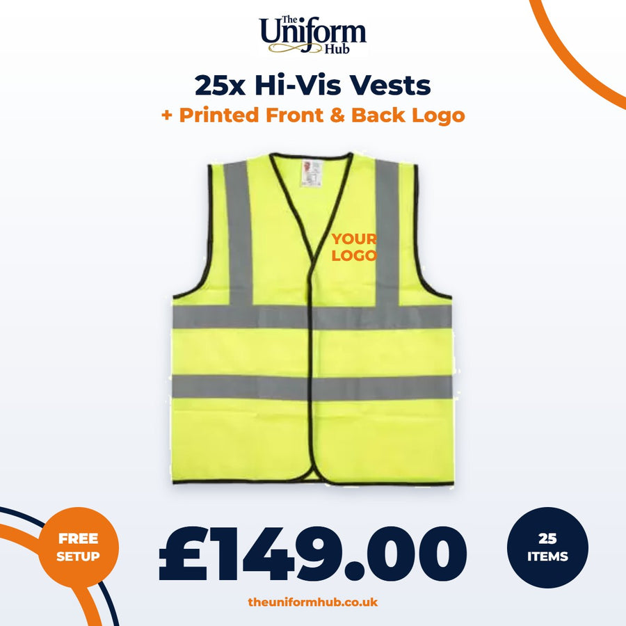 25x Hi-Vis Vests + Printed Front & Back Logo