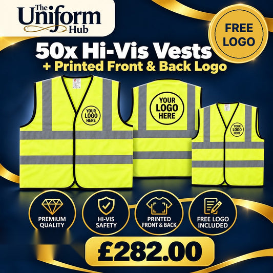 50x Hi-Vis Vests + Printed Front & Back Logo