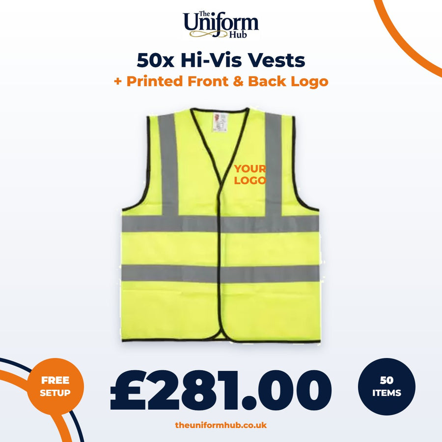 50x Hi-Vis Vests + Printed Front & Back Logo