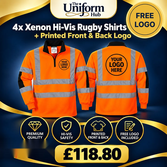 4x Xenon Hi-Vis Rugby Shirt + Printed Front & Back Logo