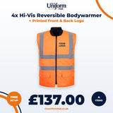 4x Hi-Vis Reversible Bodywarmer + Printed Front & Back Logo thumbnail 1