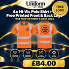 4x Hi-Vis Polo Shirt + Printed Front & Back Logo