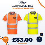 4x Hi-Vis Polo Shirt + Printed Front & Back Logo thumbnail 1