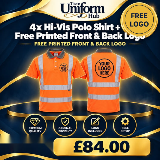 4x Hi-Vis Polo Shirt + Printed Front & Back Logo
