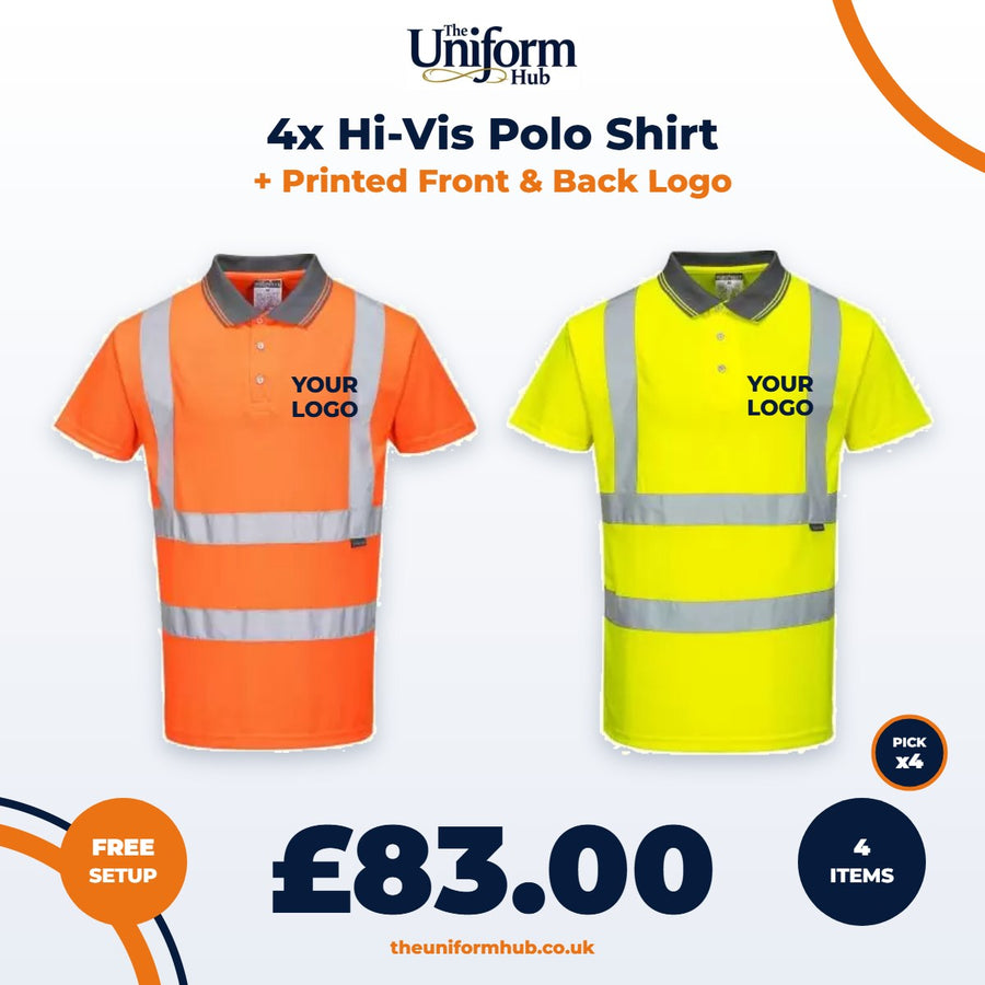 4x Hi-Vis Polo Shirt + Printed Front & Back Logo