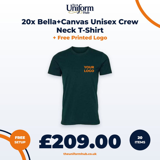 20x Bella+Canvas Unisex Crew Neck T-Shirt + Free Printed Logo