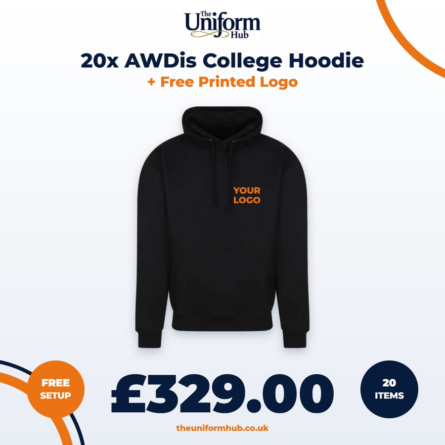 20x AWDis College Hoodie + Free Printed Logo