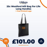 25x Westford Mill Bag For Life Long Handles + Free Printed Logo thumbnail 1