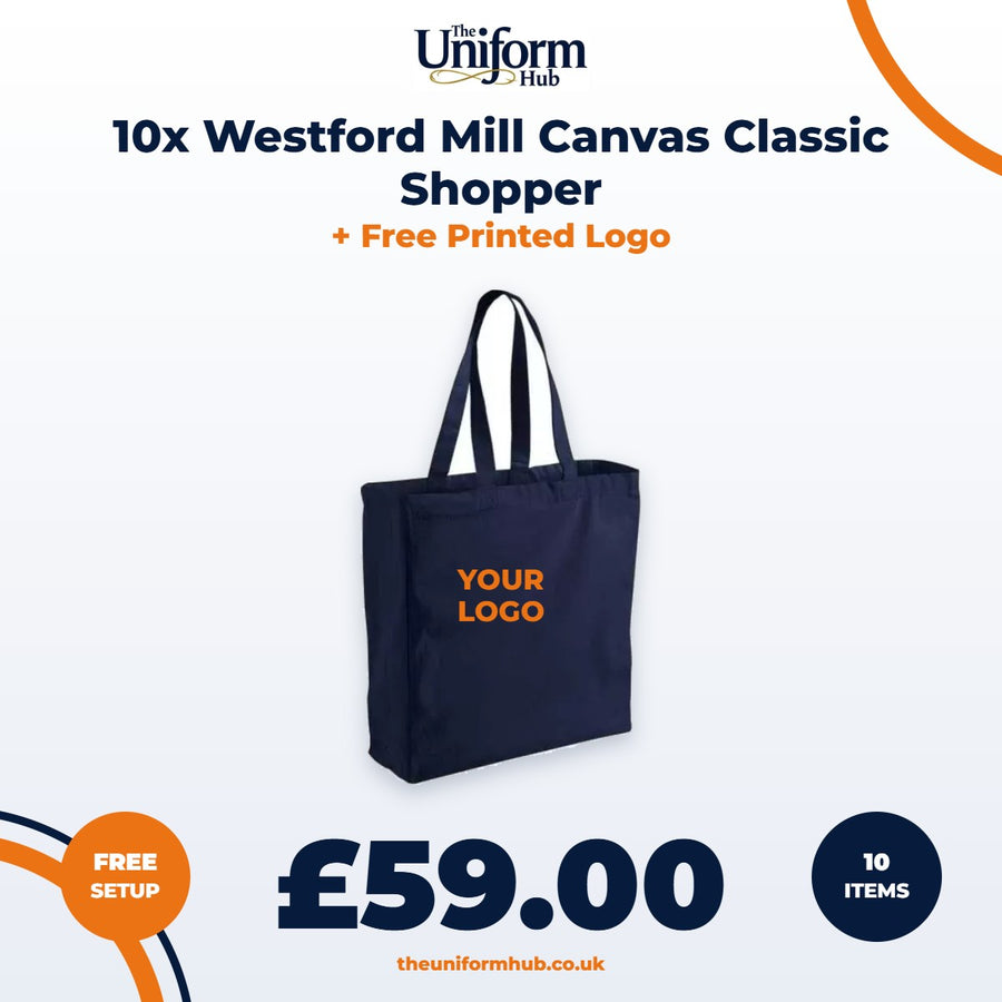 10x Westford Mill Canvas Classic Shopper + Free Printed Logo