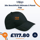 20x Beechfield Ultimate 5 Panel Cap + Free Logo thumbnail 1