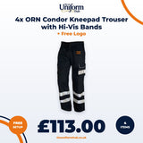 4x ORN Condor Kneepad Trouser with Hi-Vis Bands + Free Logo thumbnail 1